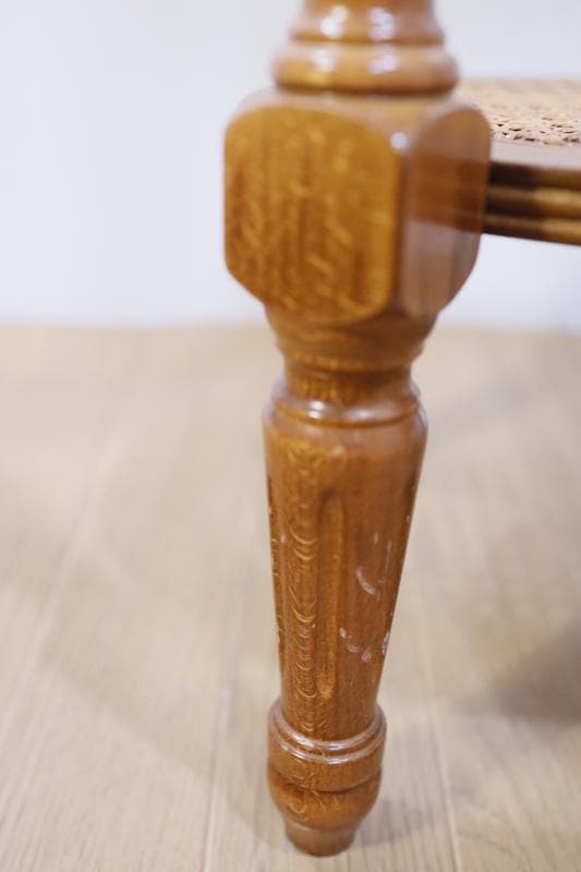 ◆イタリア製クラシカル家具 【大理石】オーバル型 　サイドテーブル 籐編み ①