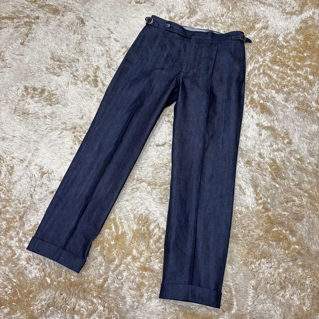 【極美品】鎌倉シャツ サイドアジャスター1プリーツデニムスラックス デニスラ44