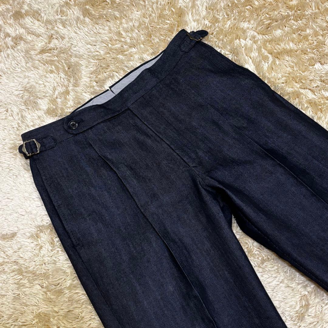 【極美品】鎌倉シャツ サイドアジャスター1プリーツデニムスラックス デニスラ44