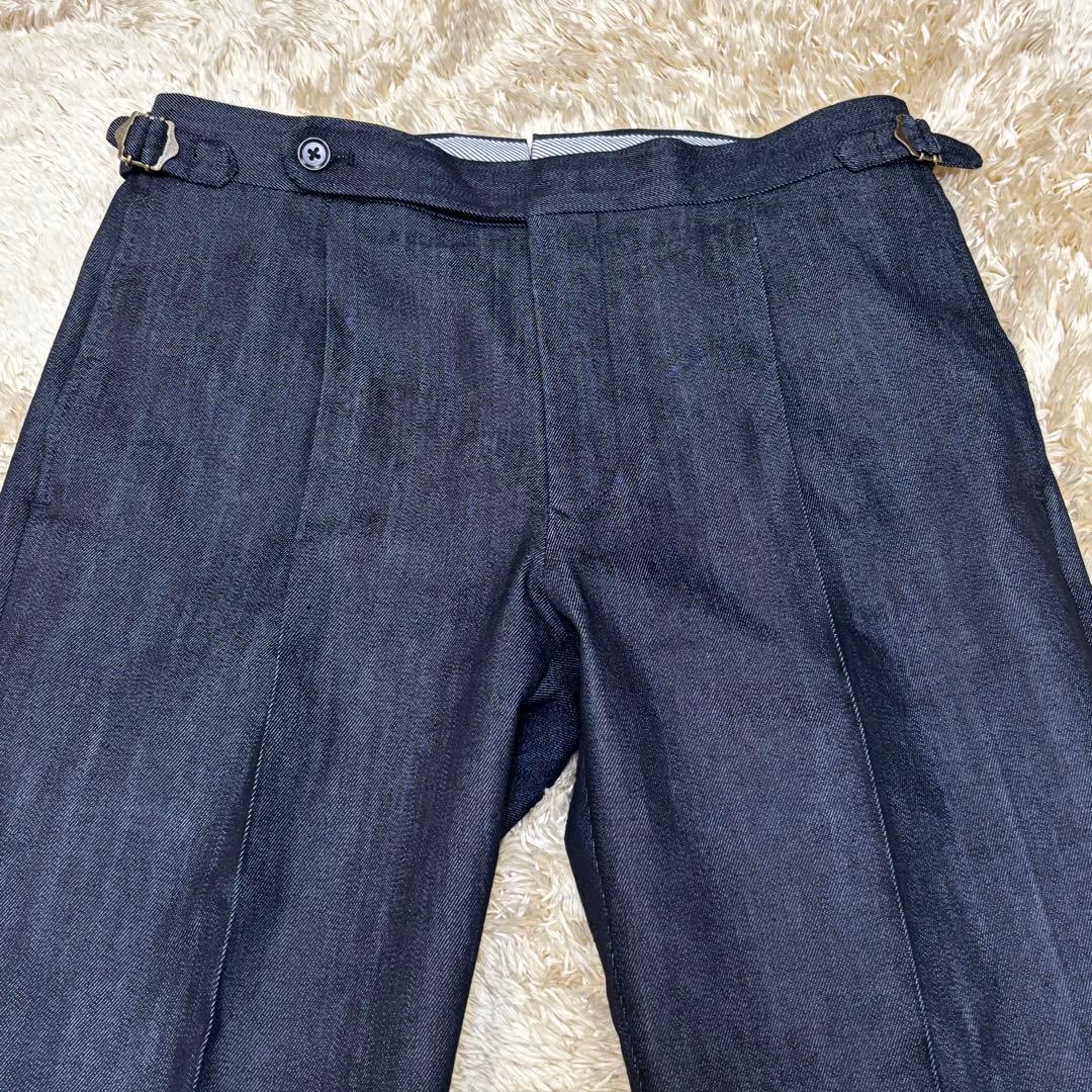 【極美品】鎌倉シャツ サイドアジャスター1プリーツデニムスラックス デニスラ44