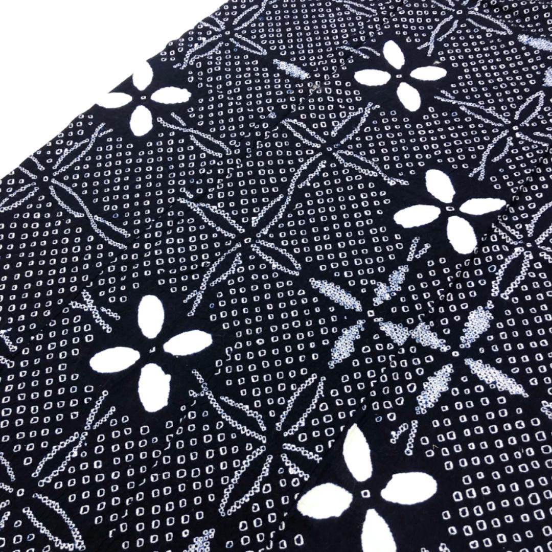 ☆ 夏着物 浴衣 有松鳴海本絞り 花模様 藍色 K-5077