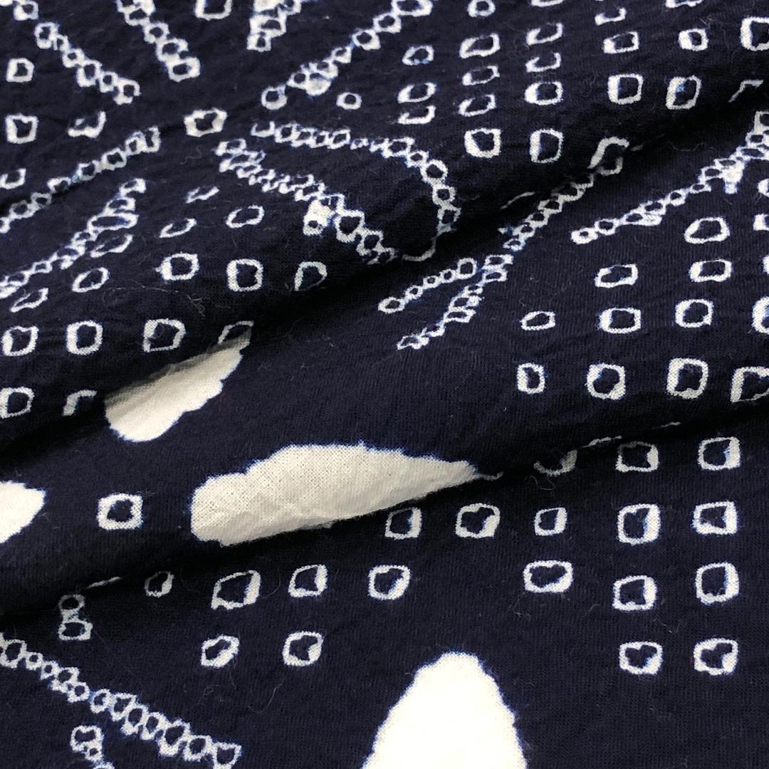 ☆ 夏着物 浴衣 有松鳴海本絞り 花模様 藍色 K-5077