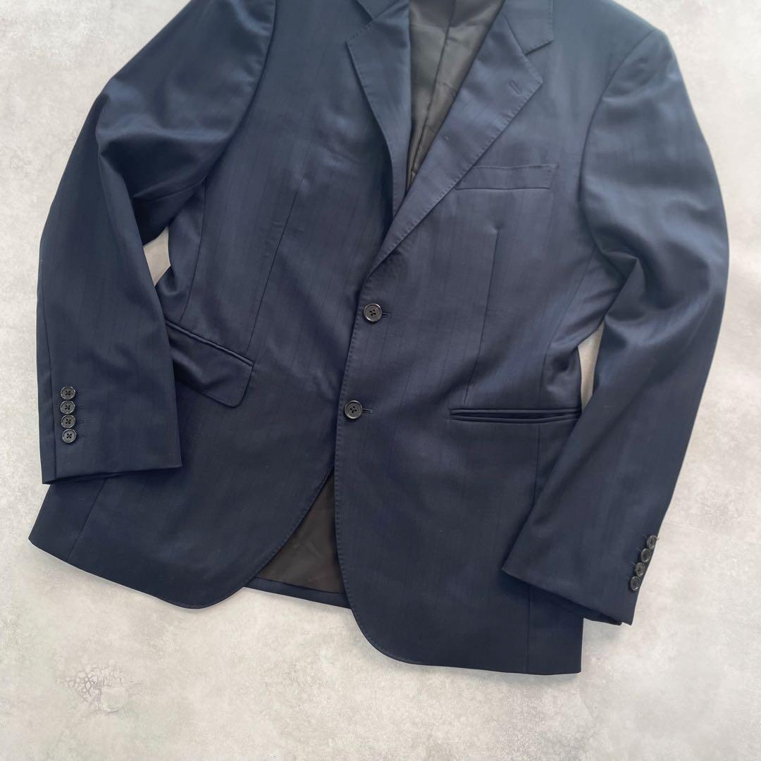 極美品✨エポカウォモ ビジネススーツ セットアップ 上下 2B 紺茶 50 XL