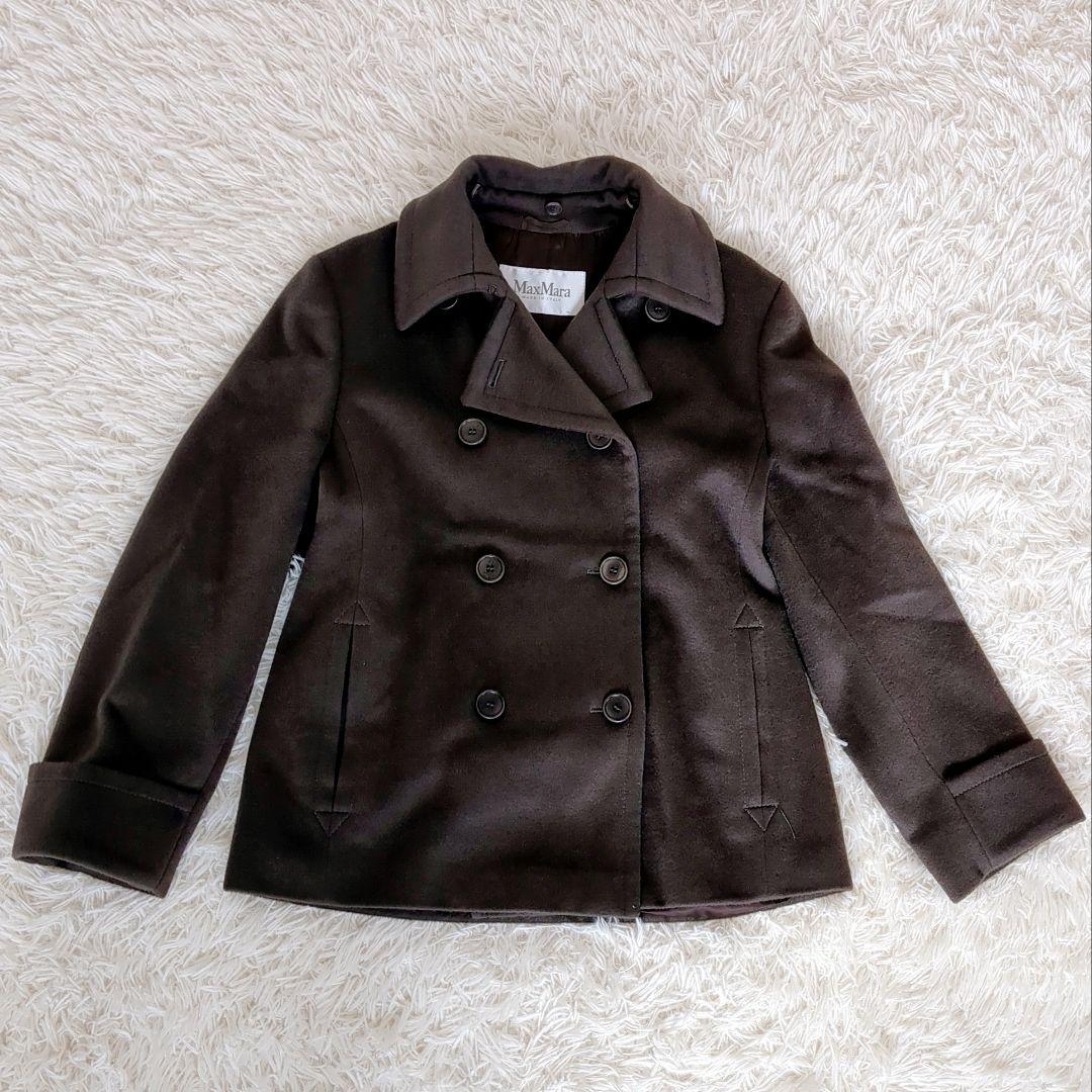 【訳あり】MaxMara白タグ XLキャメル ヌートリア Pコート 大きいサイズ