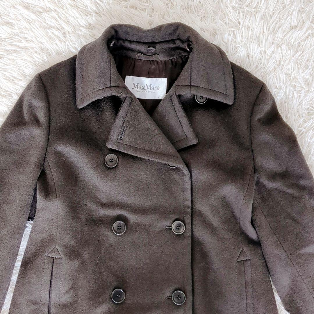 【訳あり】MaxMara白タグ XLキャメル ヌートリア Pコート 大きいサイズ