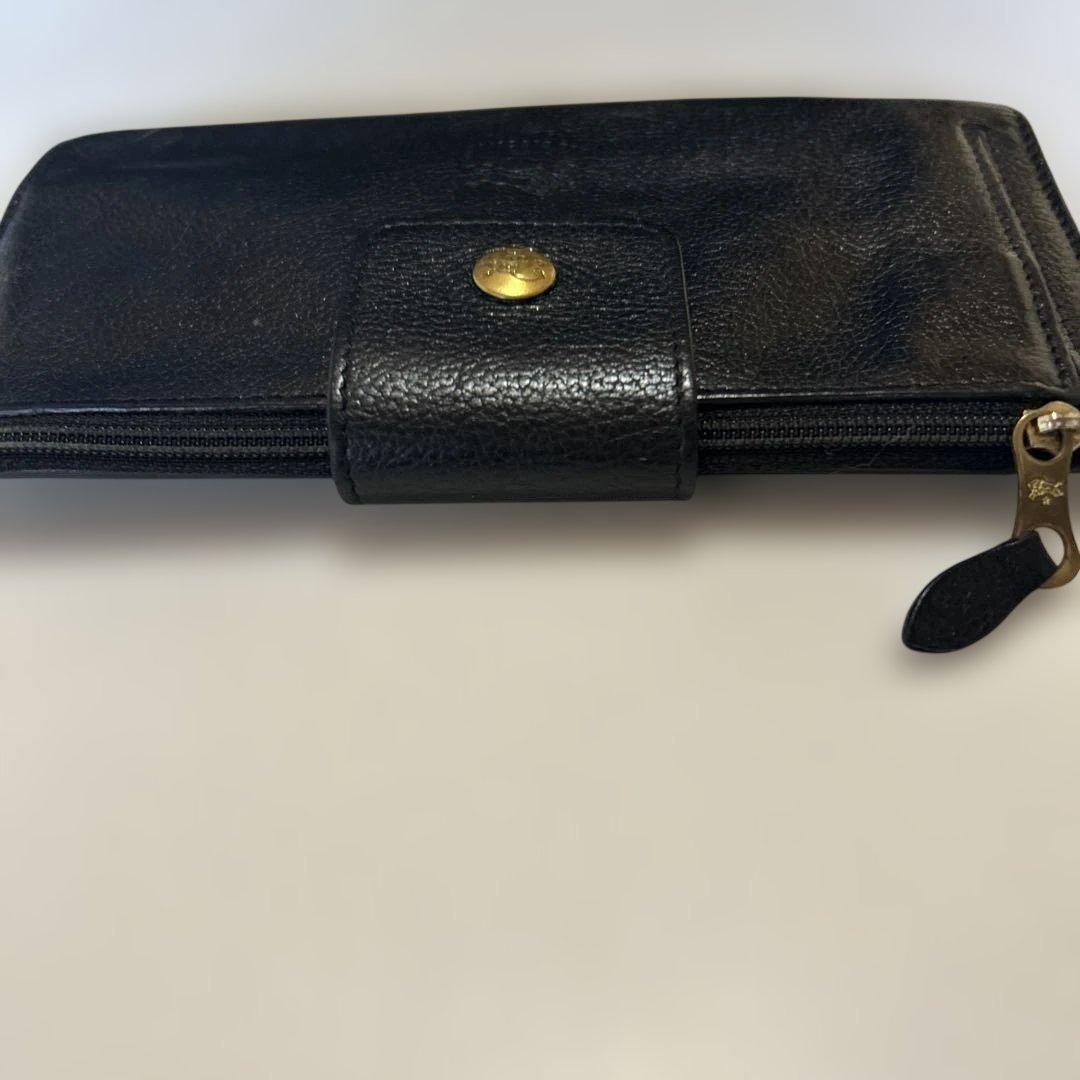 大幅値下げ！美品　イルビソンテ　ブラックレザー長財布 ボタン留め