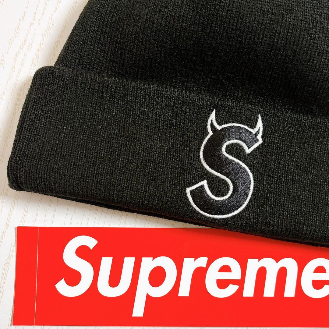 Supreme NEW ERA ツノ　デビル　Sロゴ ニット帽　ブラック　黒
