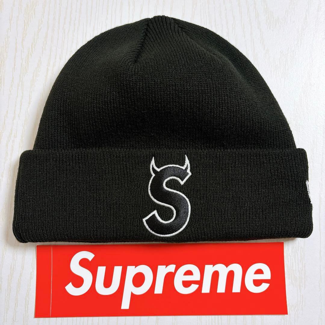 Supreme NEW ERA ツノ　デビル　Sロゴ ニット帽　ブラック　黒