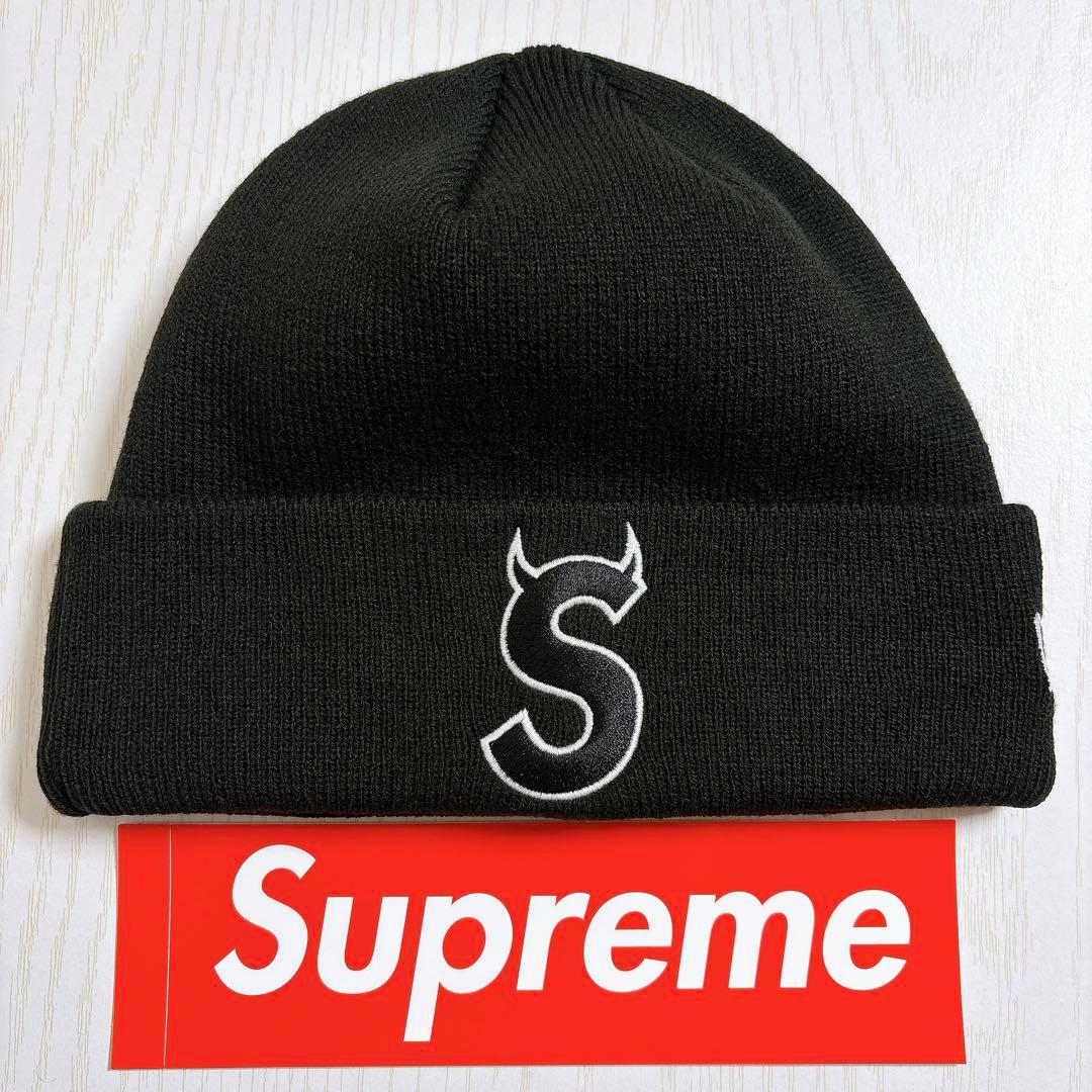 Supreme NEW ERA ツノ　デビル　Sロゴ ニット帽　ブラック　黒