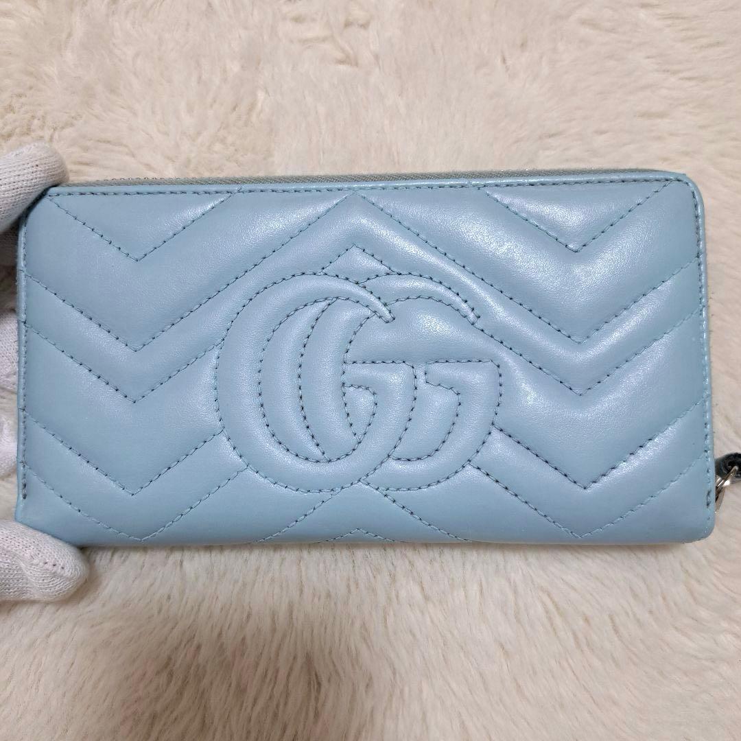 グッチ　長財布　ラウンドファスナー マーモント　キルティング　GGロゴ