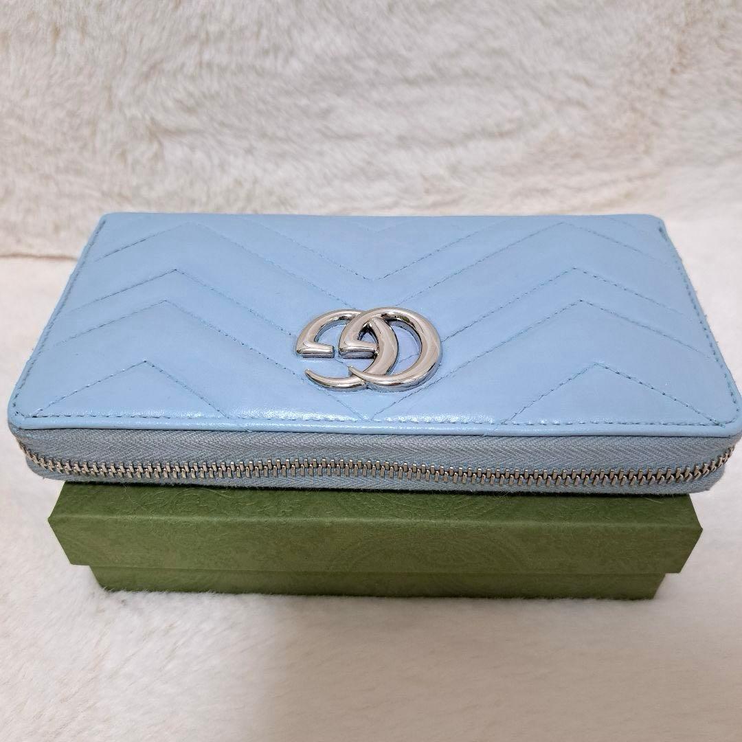 グッチ　長財布　ラウンドファスナー マーモント　キルティング　GGロゴ