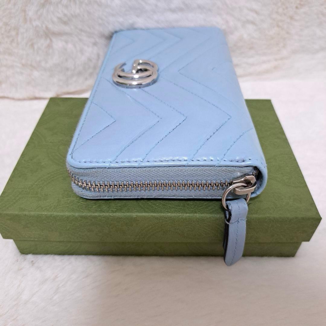 グッチ　長財布　ラウンドファスナー マーモント　キルティング　GGロゴ