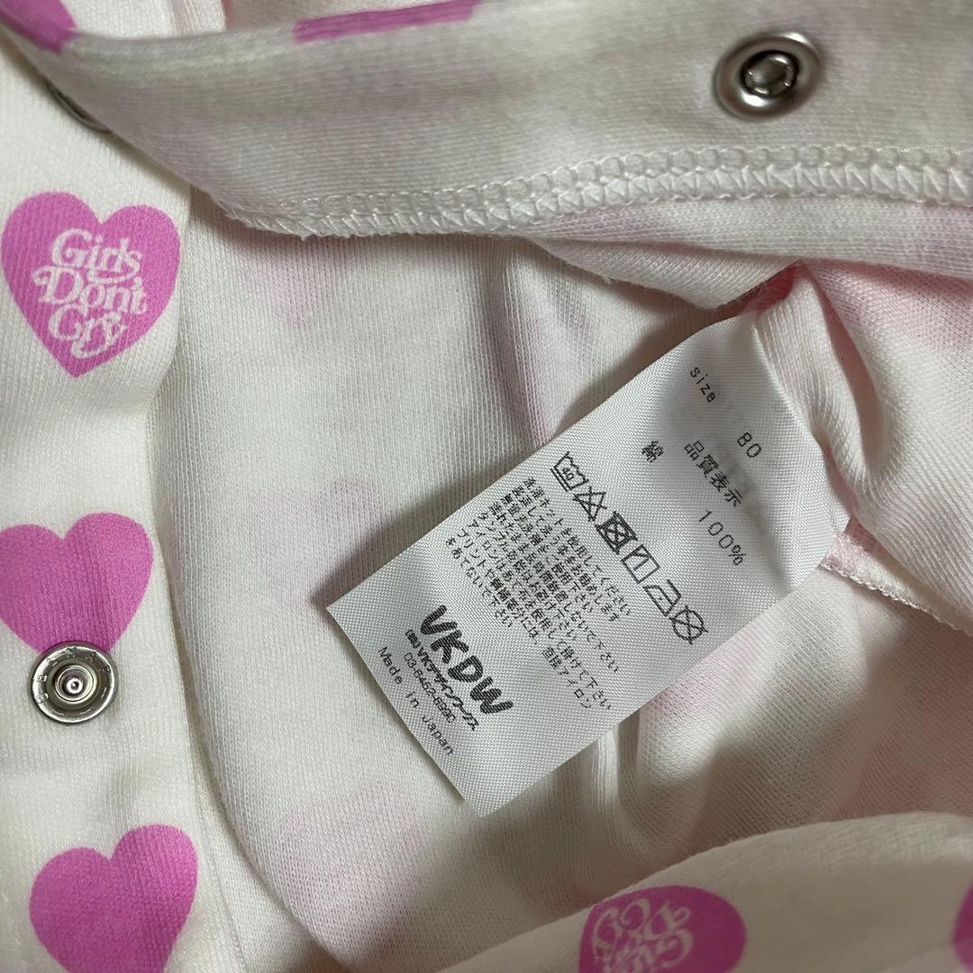 Girls don’t cry ロンパース　80 女の子　ハート　長袖　秋　冬