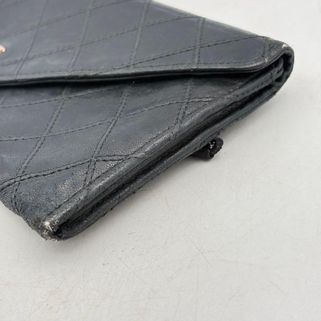 シャネル ビコローレ 長財布 ラムスキン ブラック 1017-S7096s