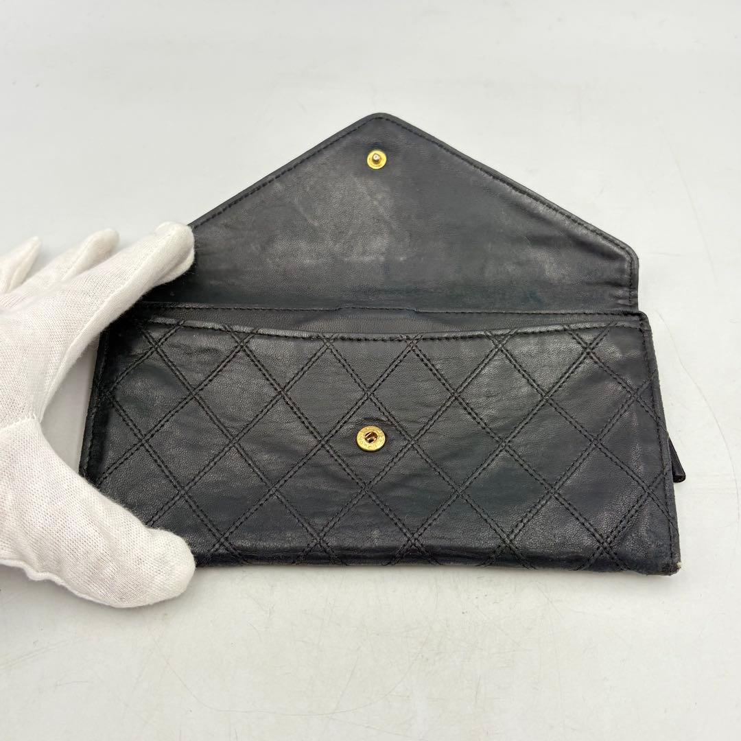 シャネル ビコローレ 長財布 ラムスキン ブラック 1017-S7096s