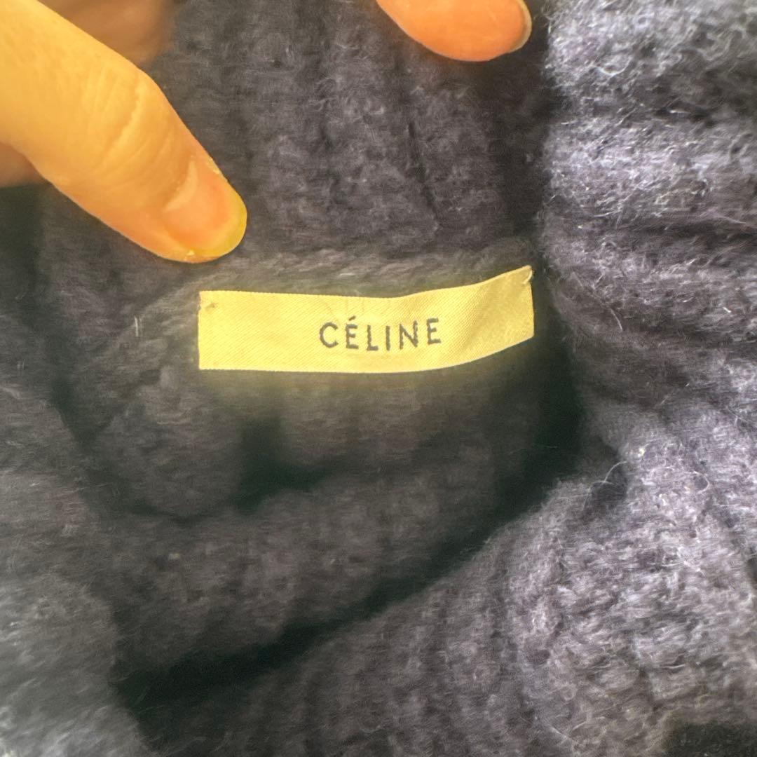 CELINE ネイビー ニットベスト タートルネック