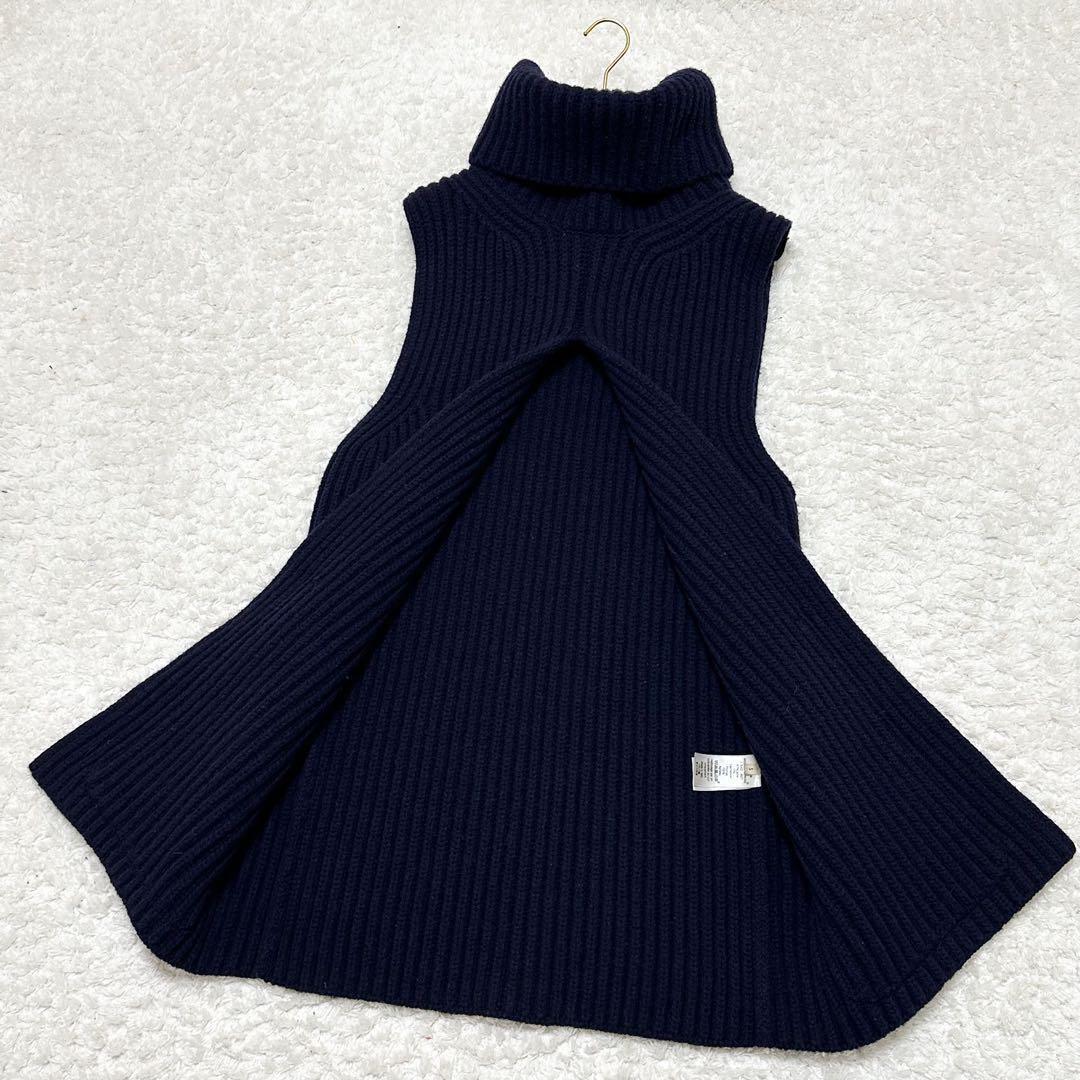 CELINE ネイビー ニットベスト タートルネック