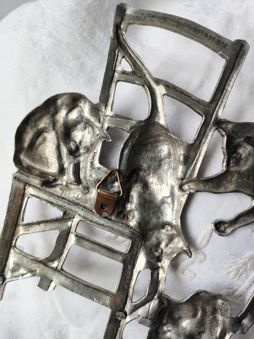 希少　フランスヴィンテージ　猫ちゃんフック　ピューター　アンティーク