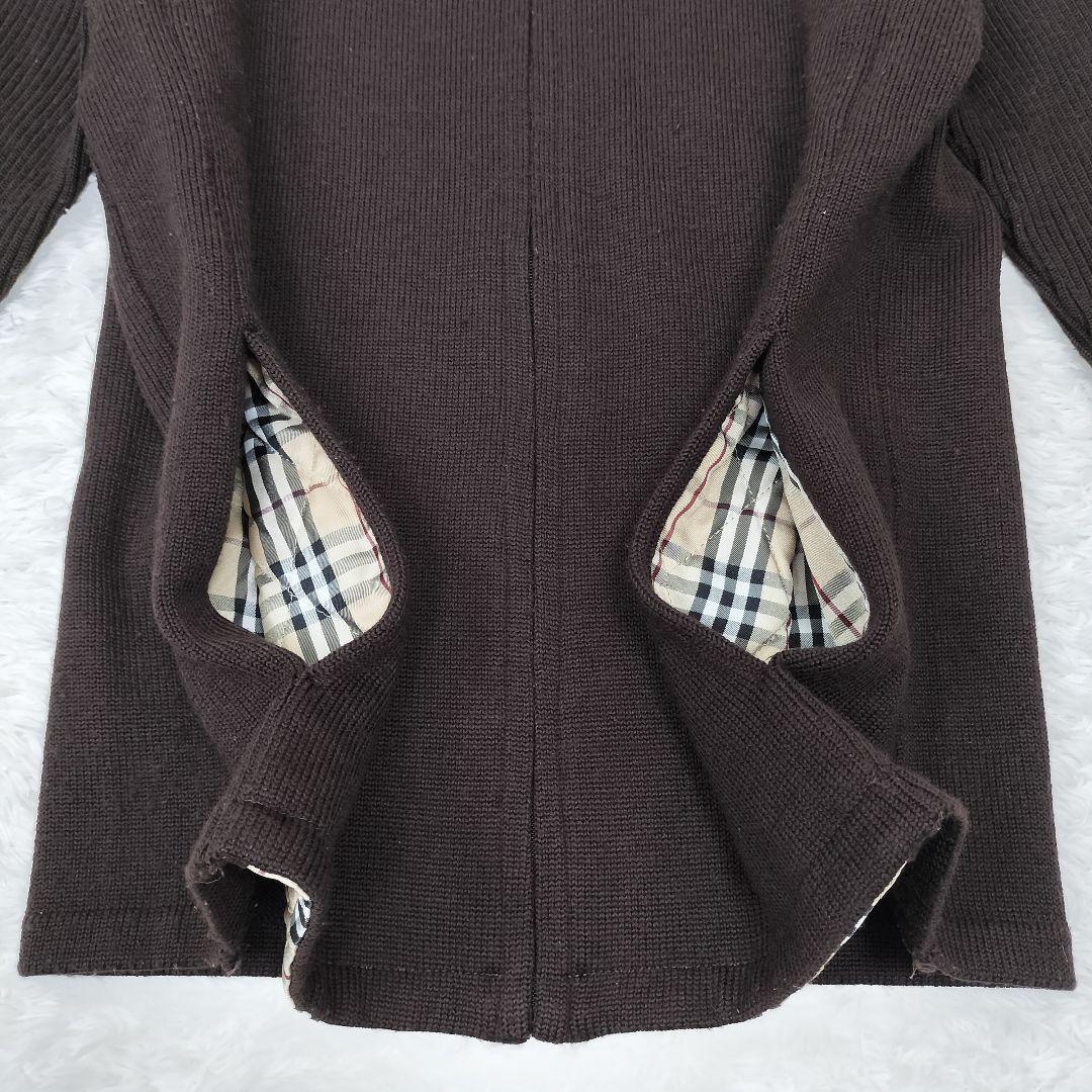 バーバリー ブラックレーベル ジップアップ　ニット ノバチェック ブラウン