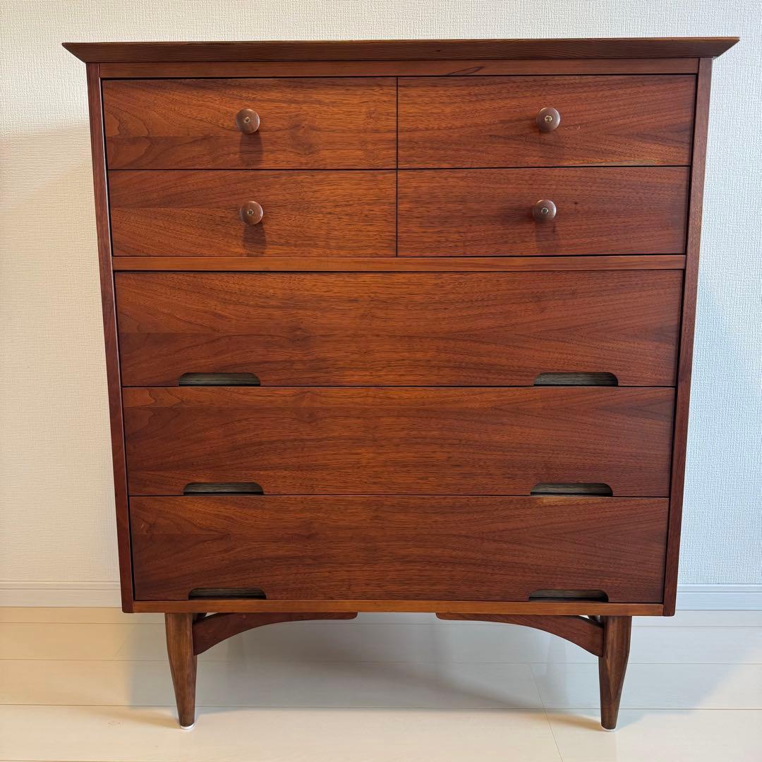 ウォルナット製ミッドセンチュリー5段チェスト