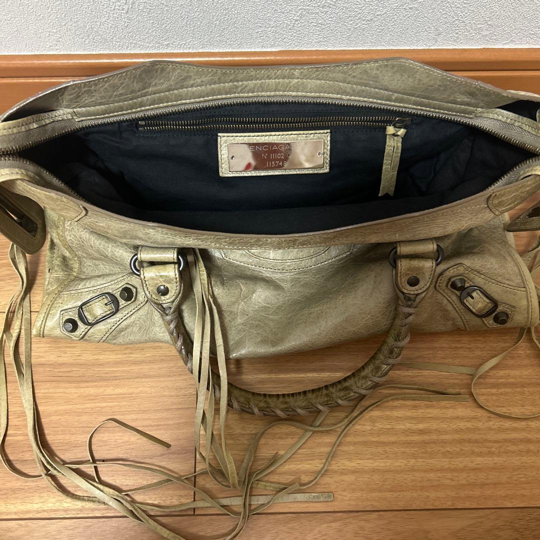 BALENCIAGA PARISグレー レザー ハンドバッグ