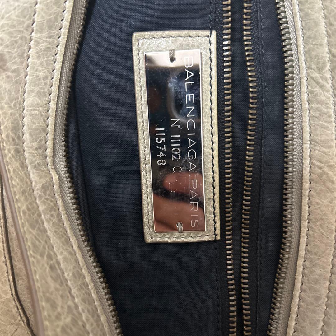 BALENCIAGA PARISグレー レザー ハンドバッグ
