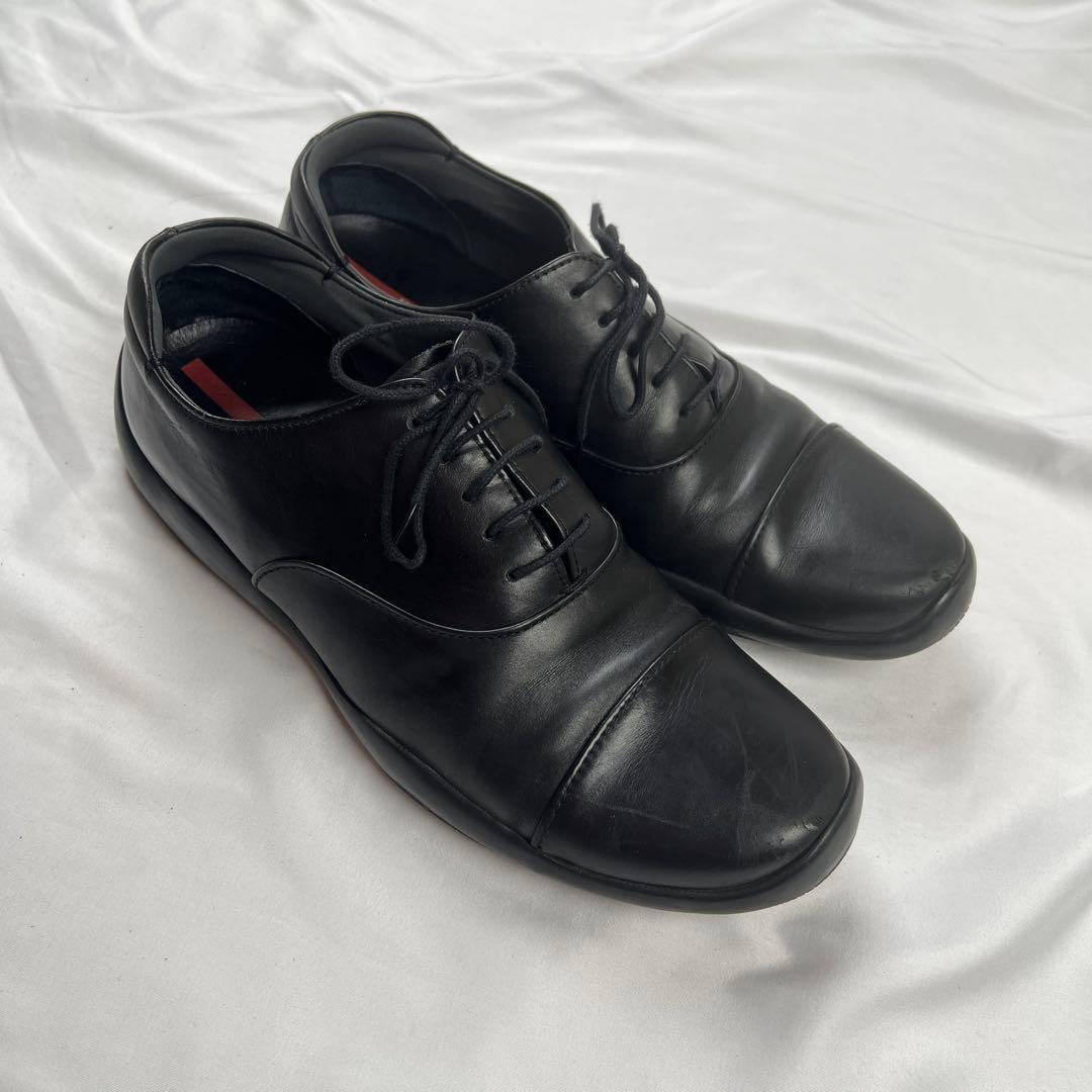 靴 PRADA SPORT leather dress shoes black