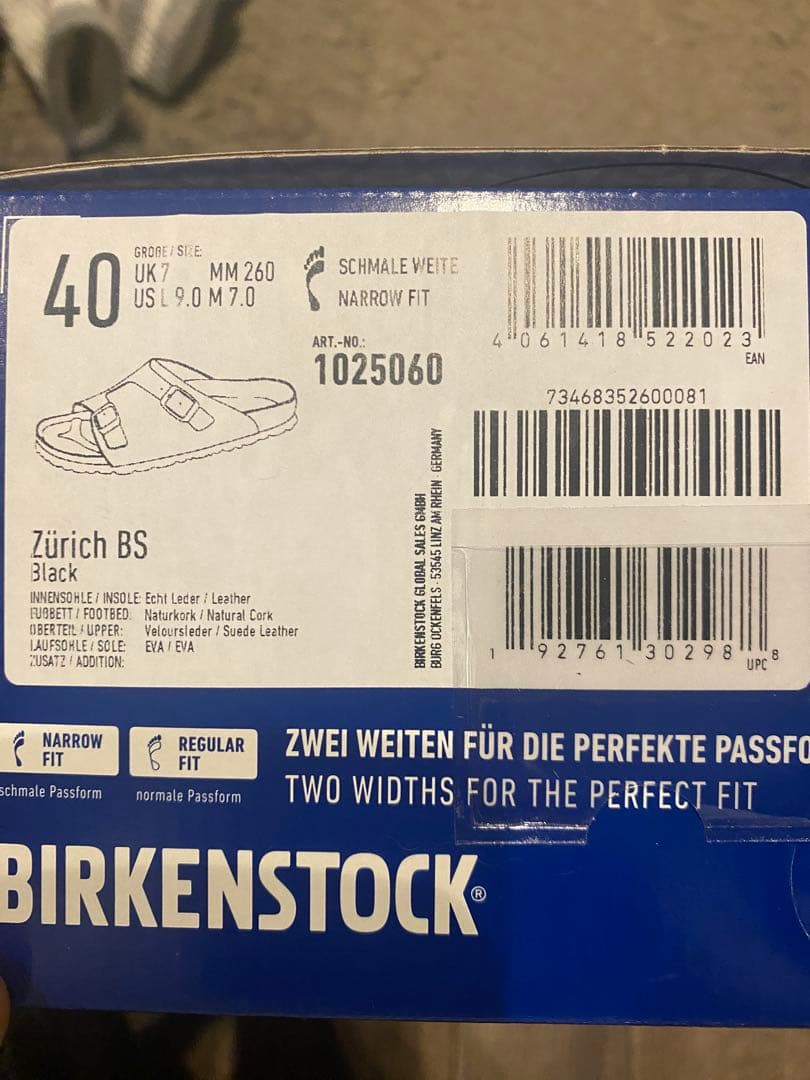 Birkenstock チューリッヒ　ブラックスエード　size40（26cm）