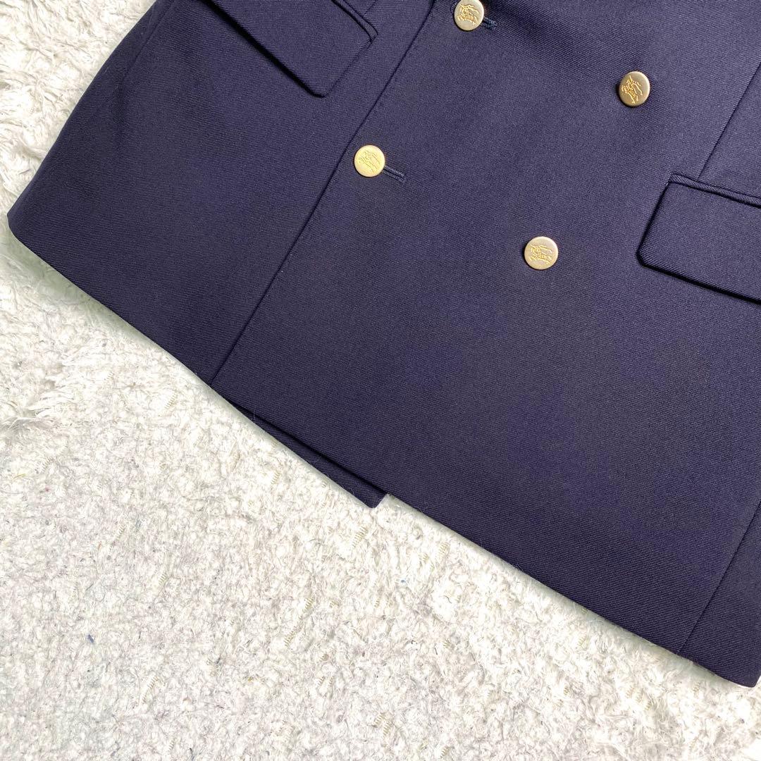 良品✨Burberry テーラード 紺ブレ ダブル 英国製 金ボタン XL