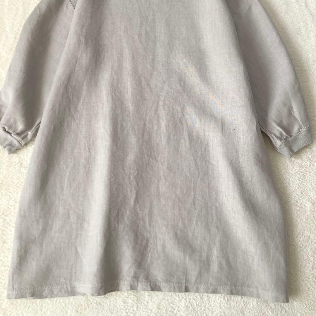 美品☆中川政七商店　麻布Tシャツチュニック　ライトグレー　麻100%