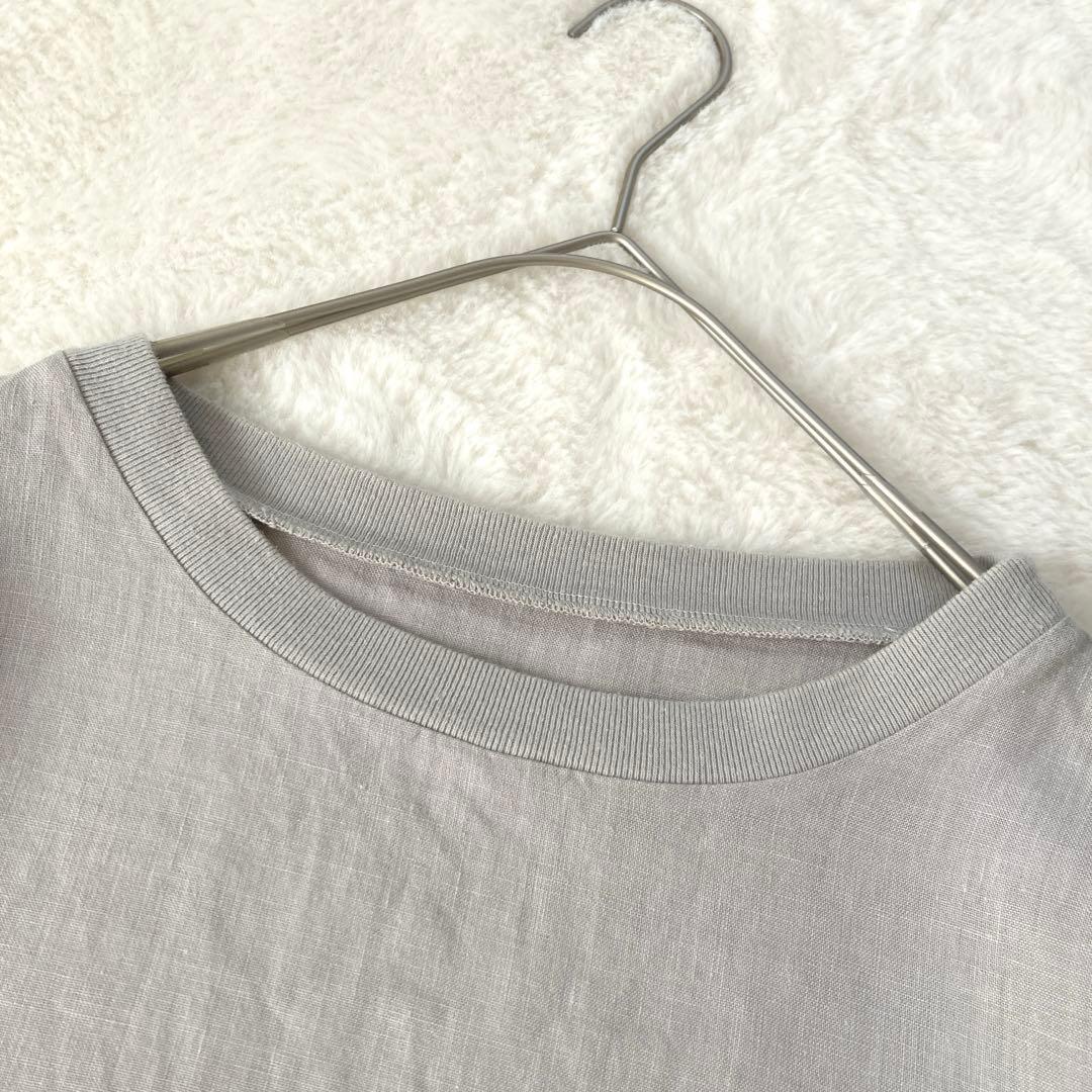 美品☆中川政七商店　麻布Tシャツチュニック　ライトグレー　麻100%