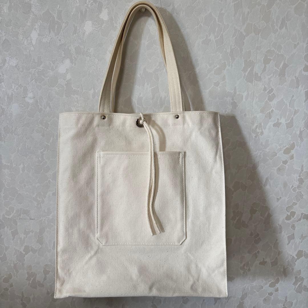 大変希少な☆一澤頒布！☆ アイボリー キャンバストートバッグ ポケット付き