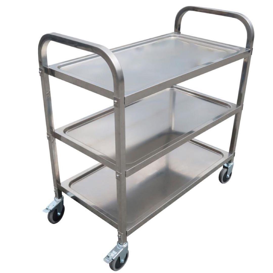 キッチンワゴン キャスター付き 大きめ ステンレスワゴン3段 85cm×45cm
