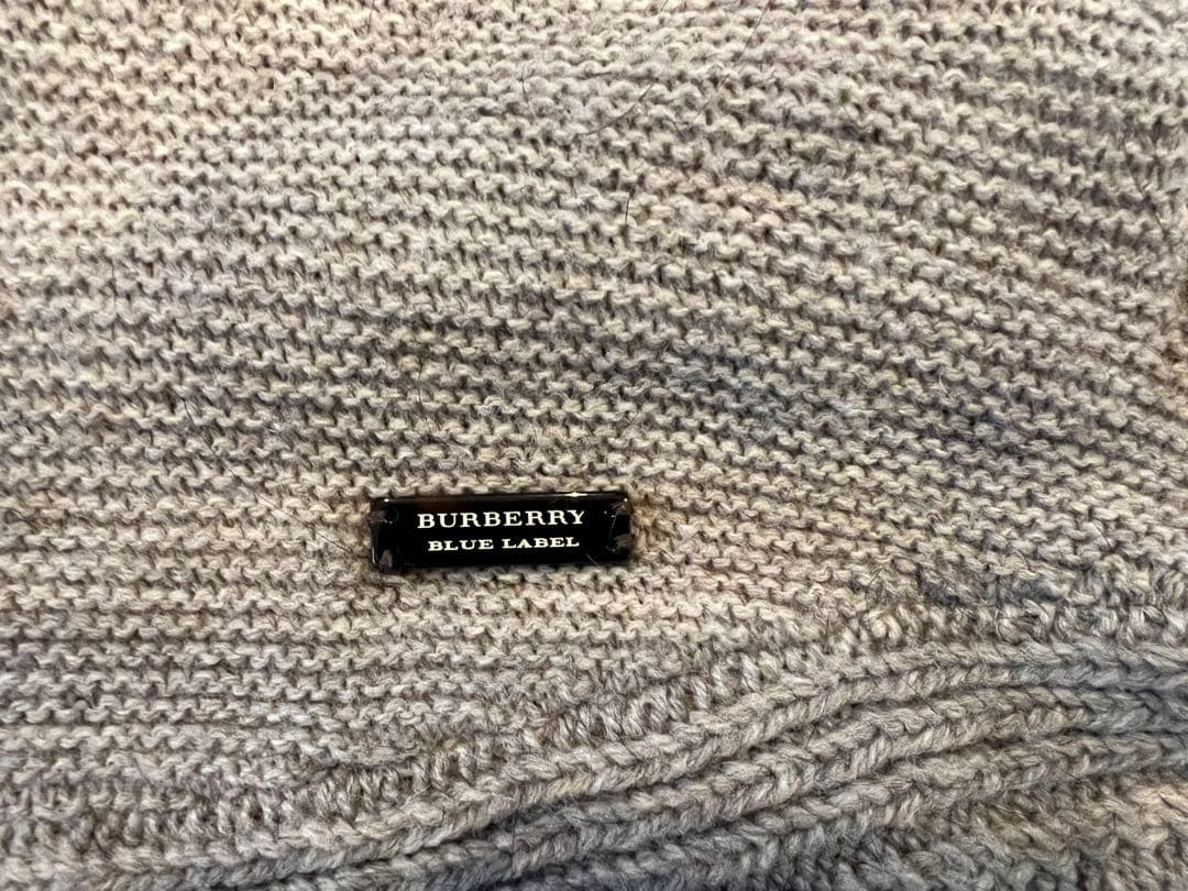 美品★BURBERRY BLUE LABEL ニットポンチョ ケープ バーバリー
