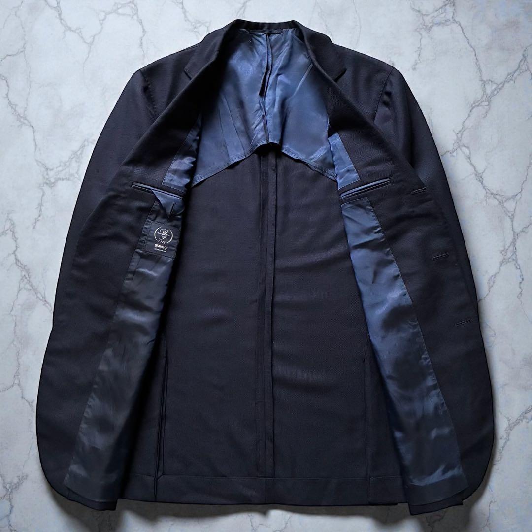 極美品 BEAMSF テーラードジャケット ウールホップサック ネイビー 52