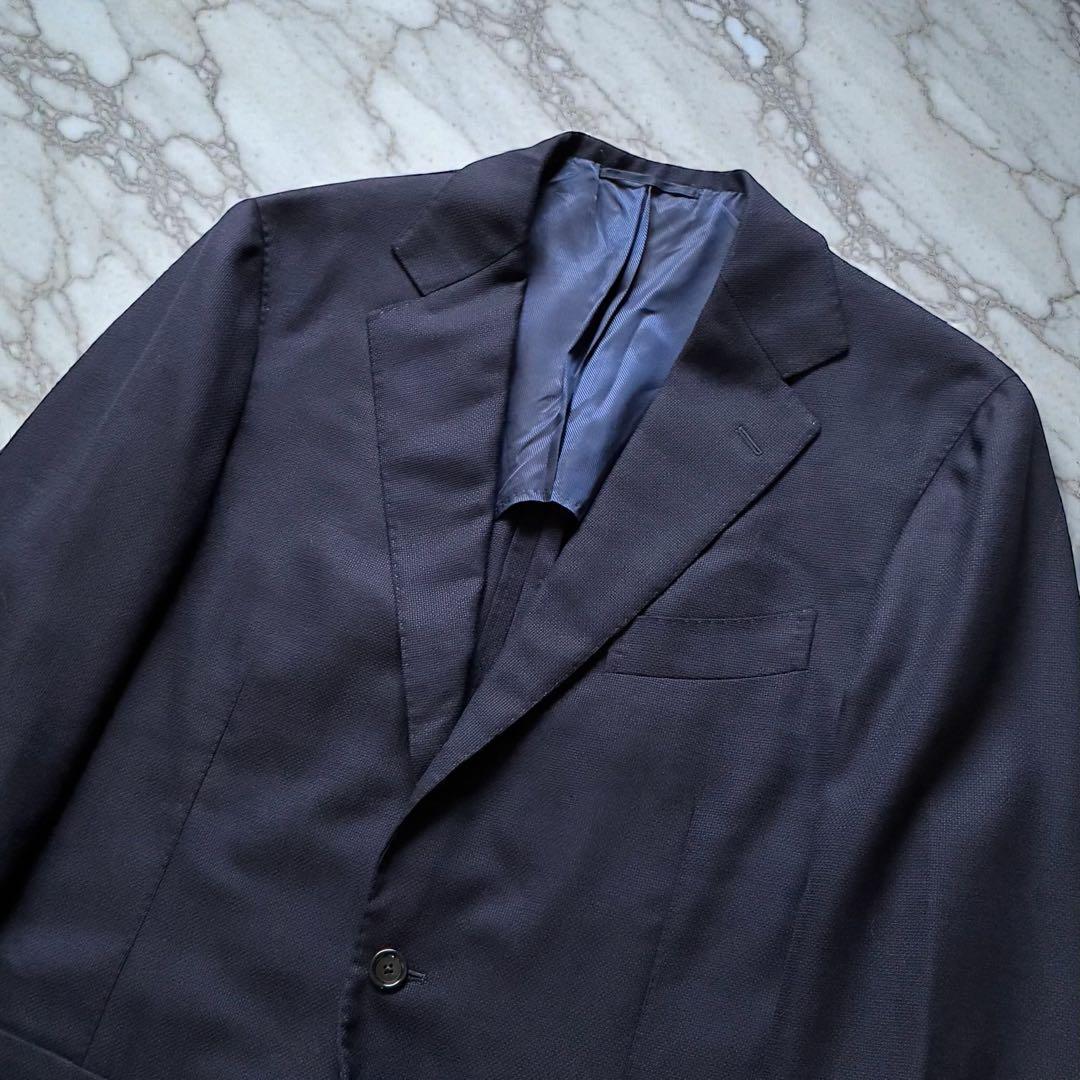 極美品 BEAMSF テーラードジャケット ウールホップサック ネイビー 52