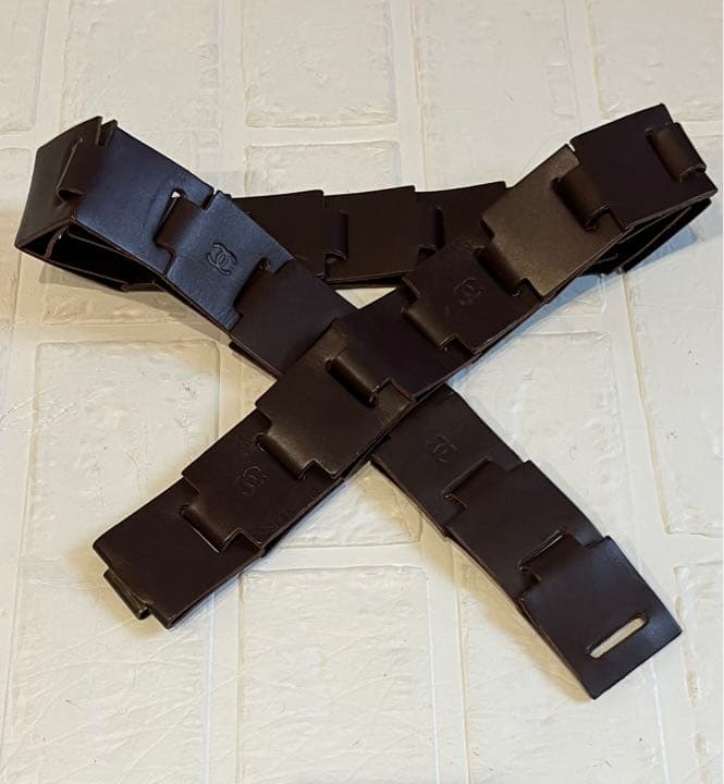 ヴィンテージ☆シャネル　ロゴ　レザー　チェーンベルト　ココマーク　レザー革　レア