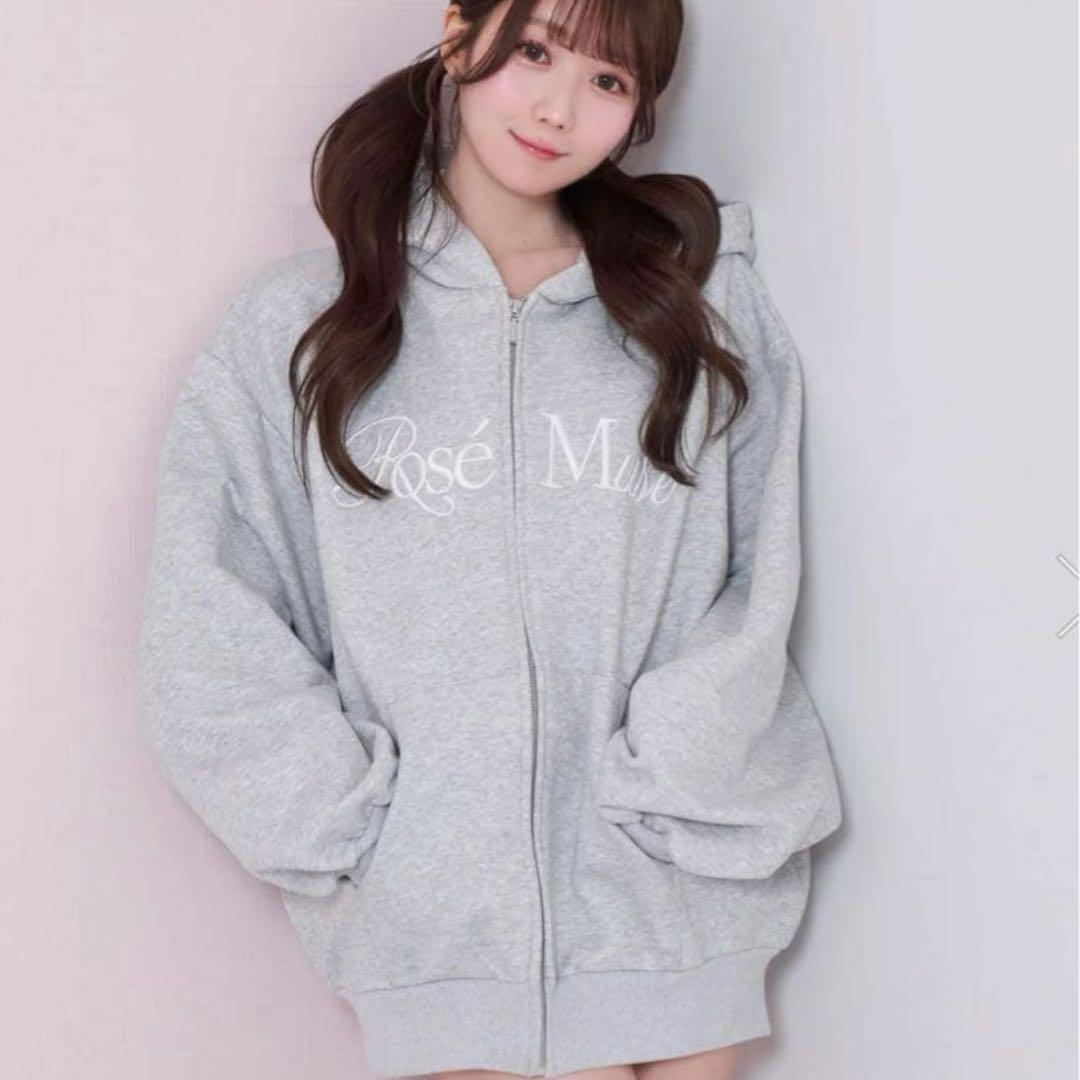 Rosé Muse ロゼミューズ 3d logo zip hoodie グレー