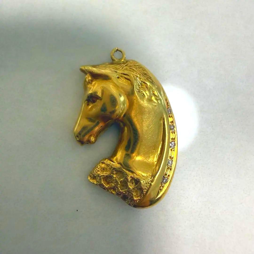【資産価値】K18 馬 ペンダント 3.2g ダイヤ付 金高騰中 ホース 18金