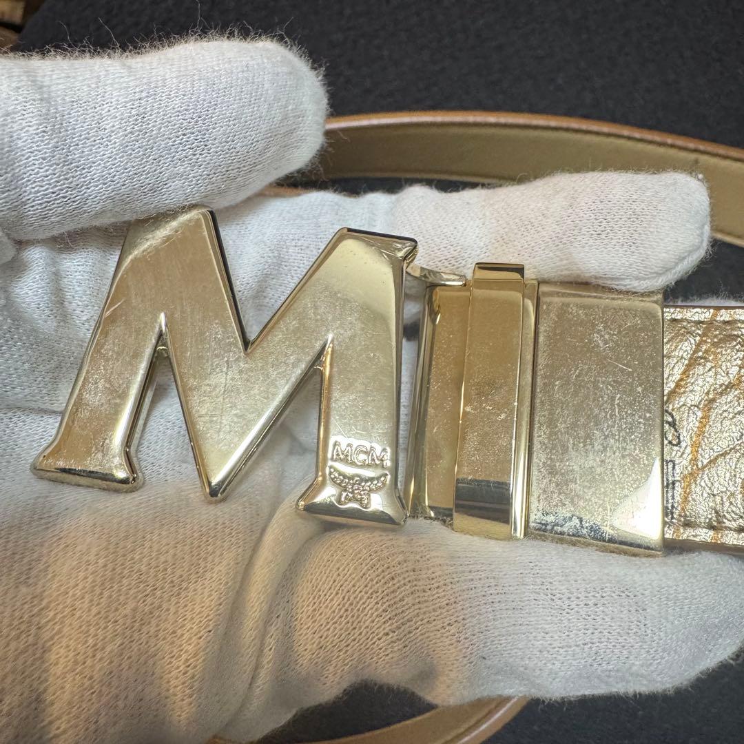 MCM ゴールド レザー ベルト