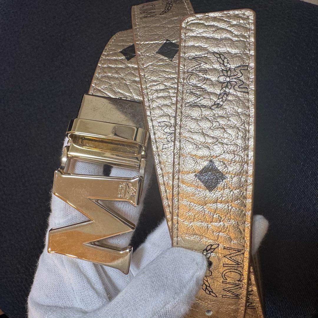 MCM ゴールド レザー ベルト