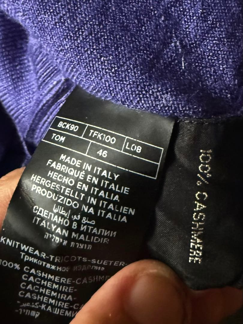 TOM FORD 100%カシミヤ ネイビーセーター 46