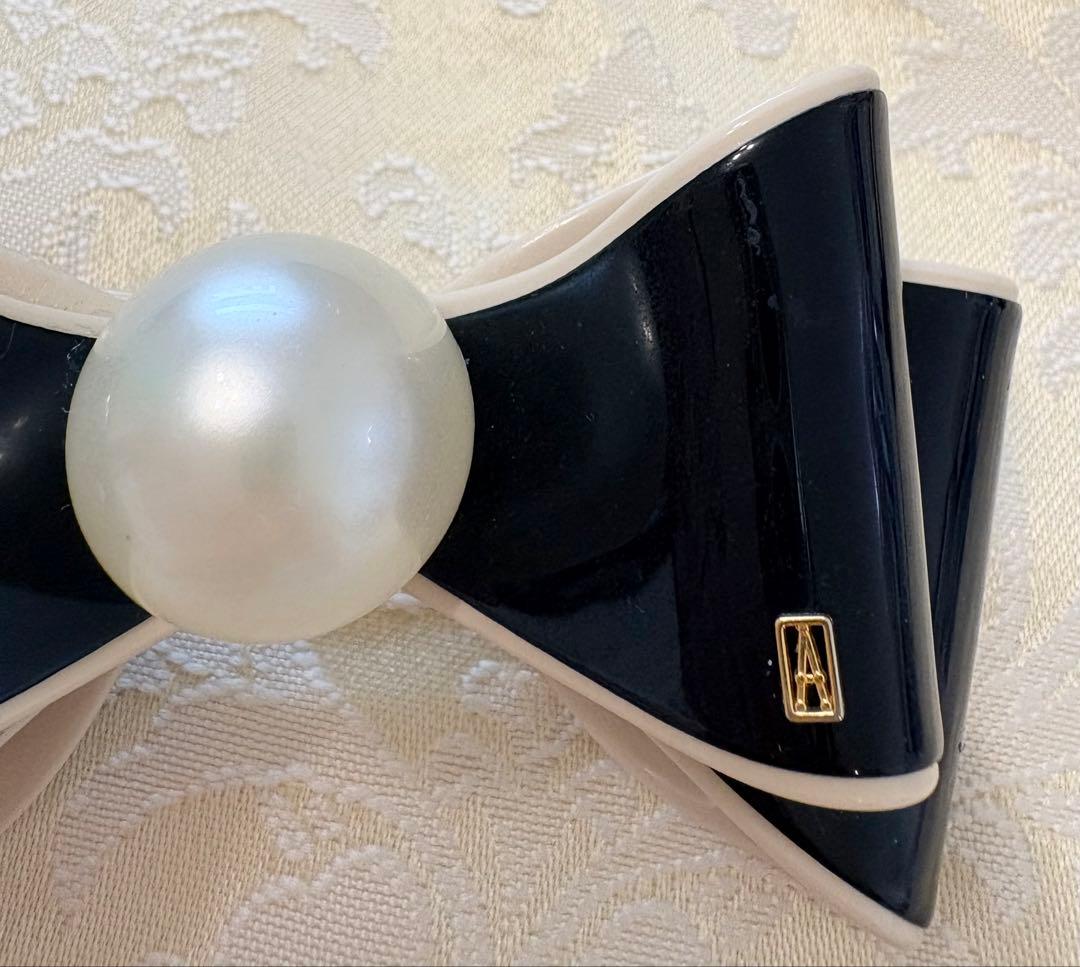 ❤️最終価格❤️美品✨アレクサンドルドゥパリ 立体 パール リボン バレッタ 黒