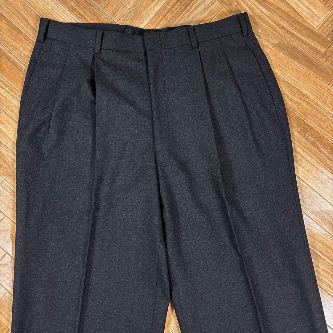 W34L30実寸 ブルックスブラザーズ ウールスラックス チャコールグレー 灰色