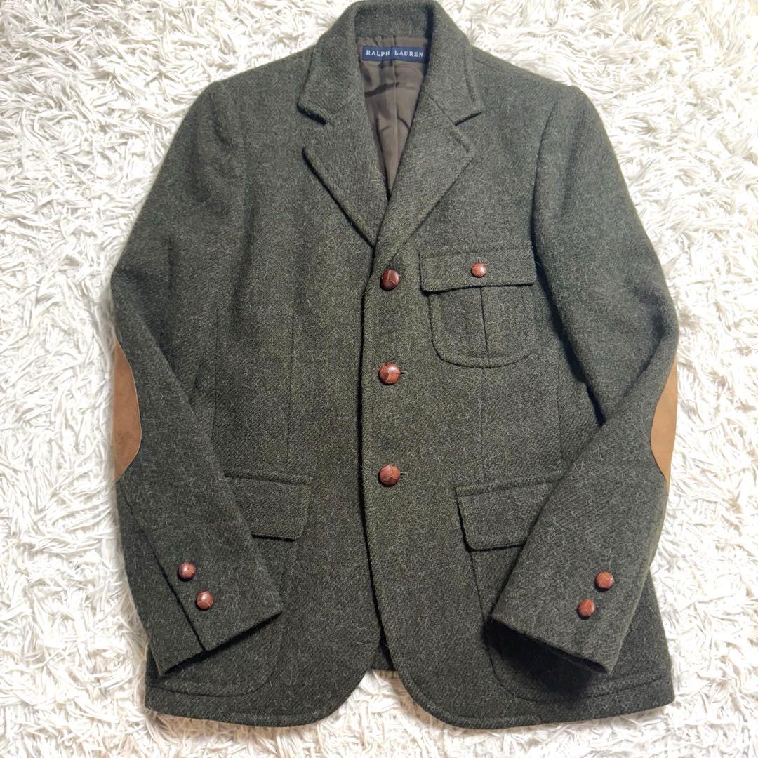 ラルフローレン　アルパカ　シャギー テーラードJK くるみボタン エルボーパッチ