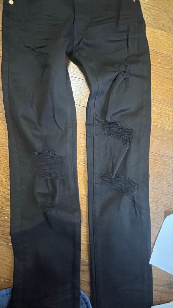 PURPLE BRAND ブラック ダメージジーンズ 28