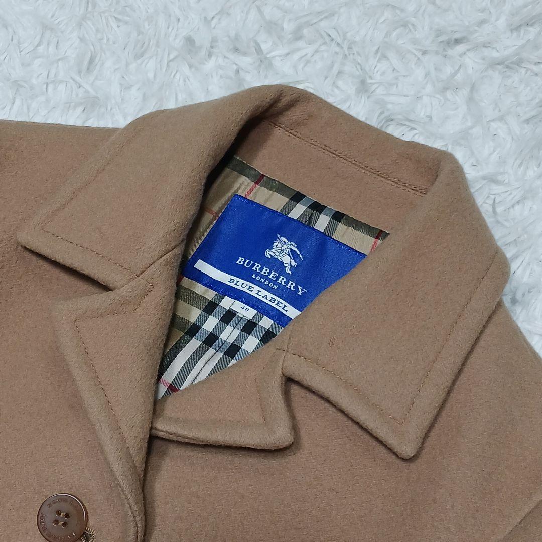 バーバリーブルーレーベル　ウールロングコート　ノバチェック　キャメル　サイズ40