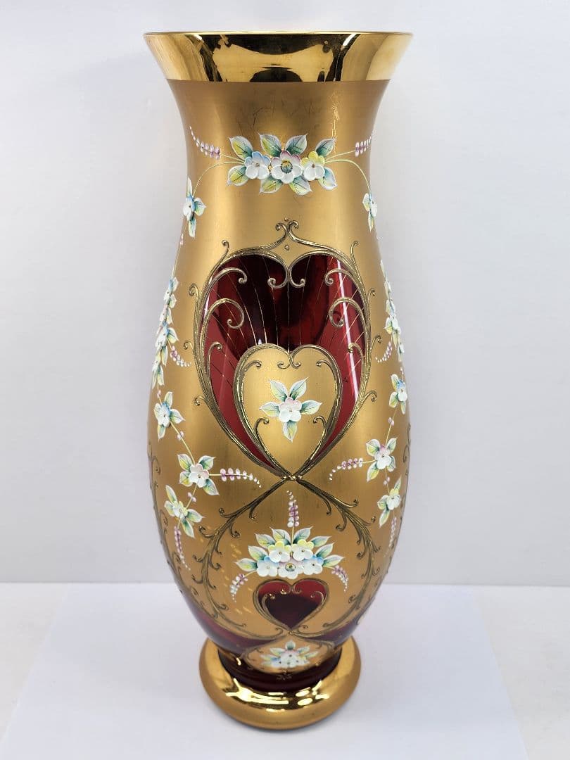 ベネチアングラス gold BOHEMIA 花瓶 花器 金彩 ボヘミアングラス