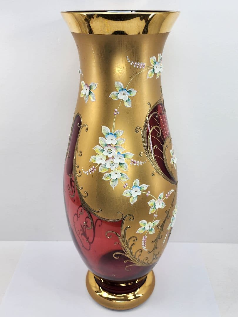 ベネチアングラス gold BOHEMIA 花瓶 花器 金彩 ボヘミアングラス