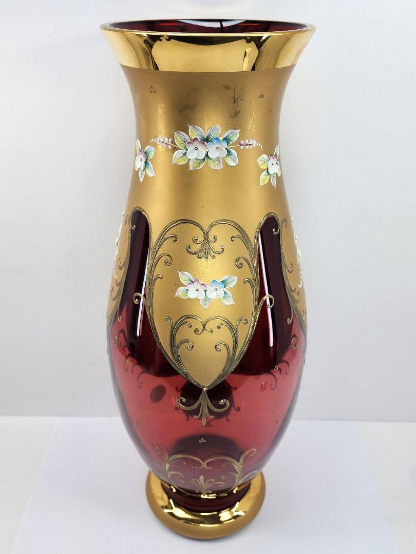 ベネチアングラス gold BOHEMIA 花瓶 花器 金彩 ボヘミアングラス